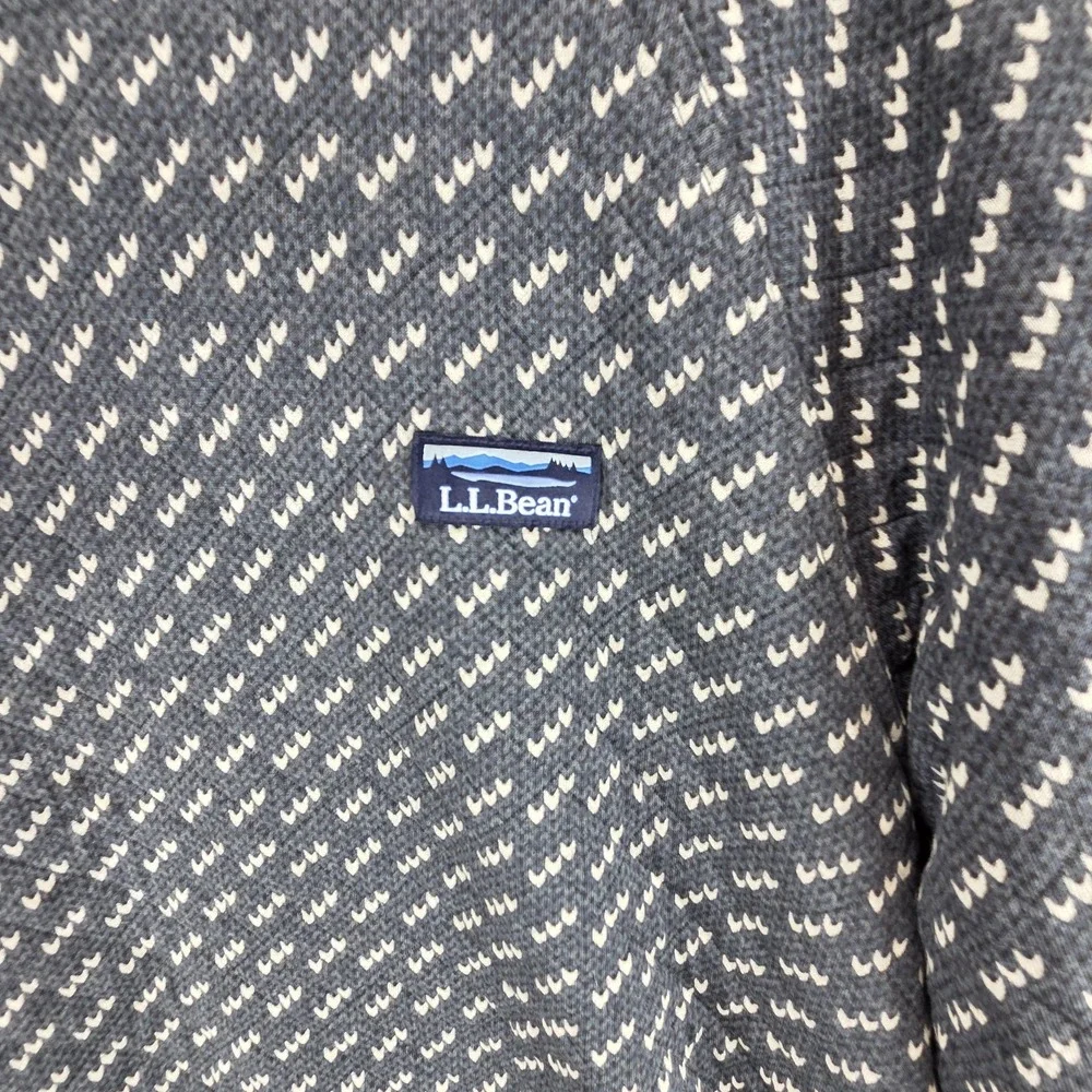 L.L. Bean Sweatshirt Mens Large Blue Pattern Crewneck Pullover Knit Geometric